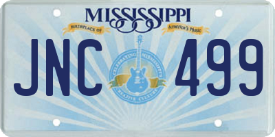 MS license plate JNC499