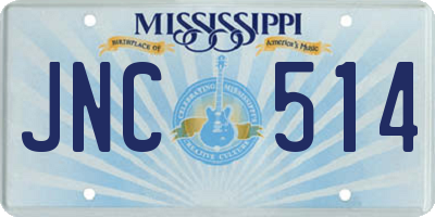 MS license plate JNC514