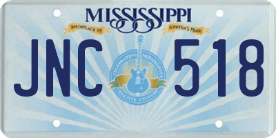 MS license plate JNC518