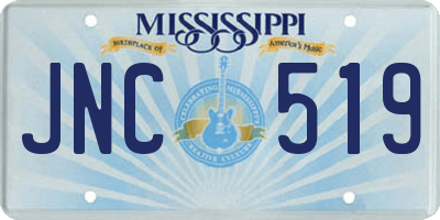 MS license plate JNC519
