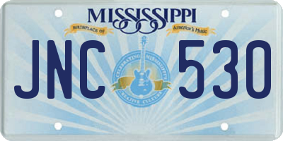 MS license plate JNC530