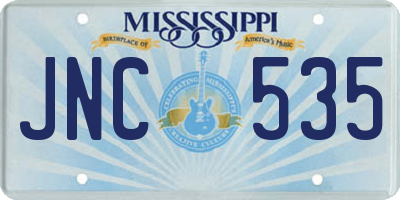 MS license plate JNC535