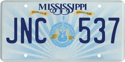 MS license plate JNC537