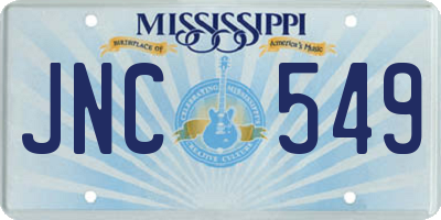 MS license plate JNC549