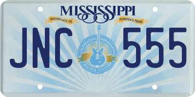 MS license plate JNC555