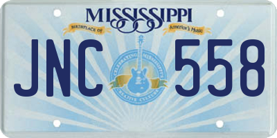 MS license plate JNC558
