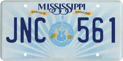 MS license plate JNC561