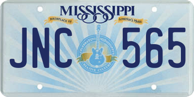 MS license plate JNC565