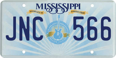 MS license plate JNC566