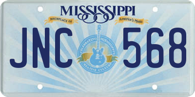 MS license plate JNC568