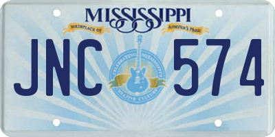 MS license plate JNC574