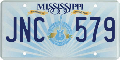 MS license plate JNC579