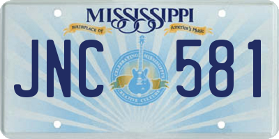 MS license plate JNC581