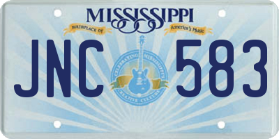MS license plate JNC583