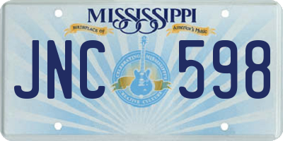 MS license plate JNC598