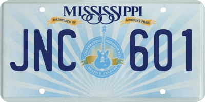 MS license plate JNC601