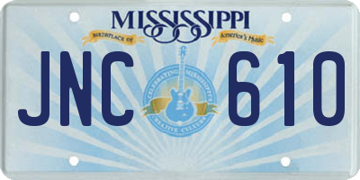 MS license plate JNC610