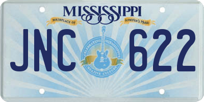 MS license plate JNC622