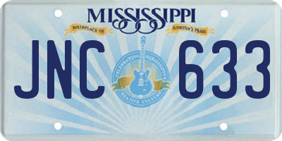 MS license plate JNC633