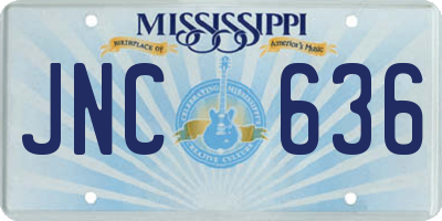 MS license plate JNC636