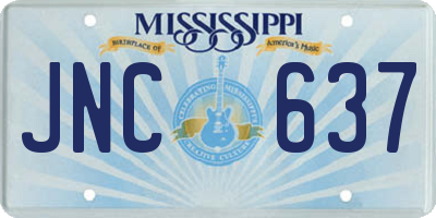 MS license plate JNC637