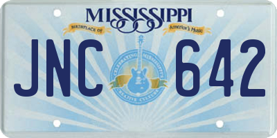 MS license plate JNC642