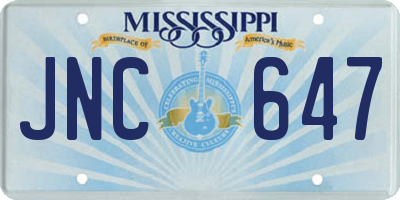 MS license plate JNC647