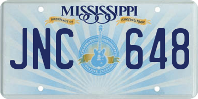 MS license plate JNC648