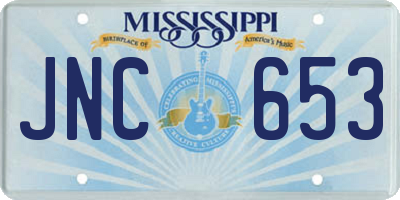 MS license plate JNC653
