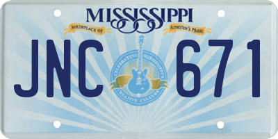MS license plate JNC671