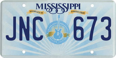 MS license plate JNC673