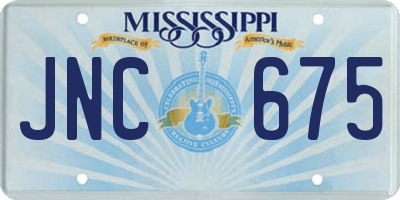 MS license plate JNC675