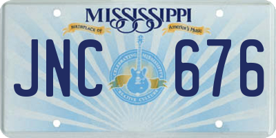 MS license plate JNC676