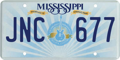 MS license plate JNC677