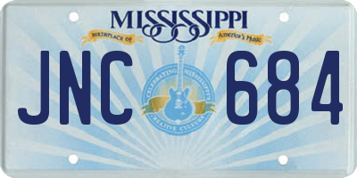 MS license plate JNC684