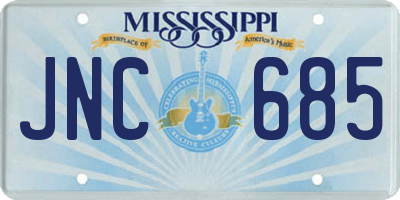 MS license plate JNC685
