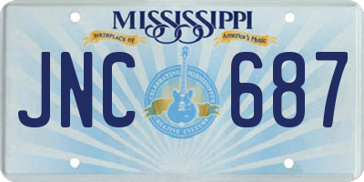 MS license plate JNC687