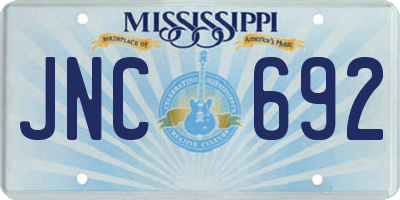 MS license plate JNC692