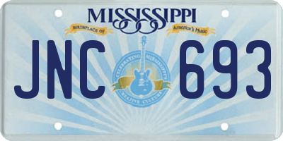 MS license plate JNC693