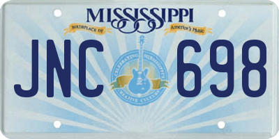 MS license plate JNC698