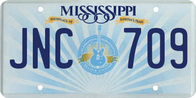 MS license plate JNC709