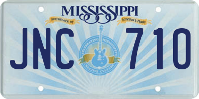 MS license plate JNC710