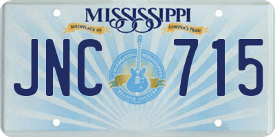 MS license plate JNC715