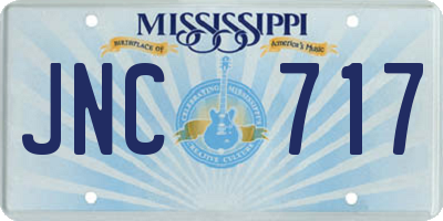 MS license plate JNC717