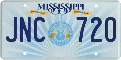 MS license plate JNC720
