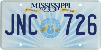 MS license plate JNC726