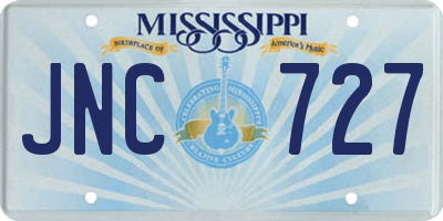 MS license plate JNC727