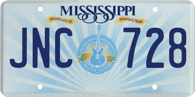 MS license plate JNC728