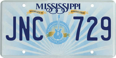 MS license plate JNC729