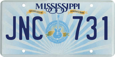 MS license plate JNC731